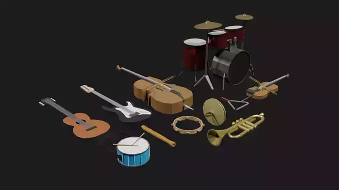 Lowpoly Instrument Set musical instruments
