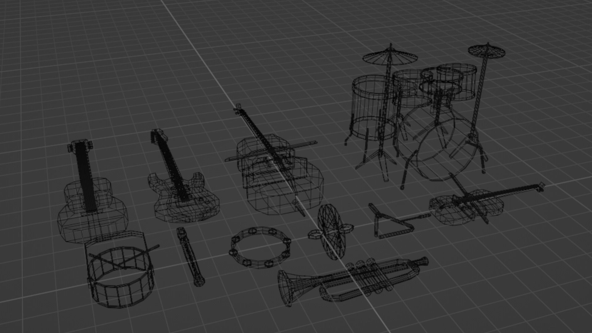 Lowpoly Instrument Set musical instruments Low-poly 3D model_34