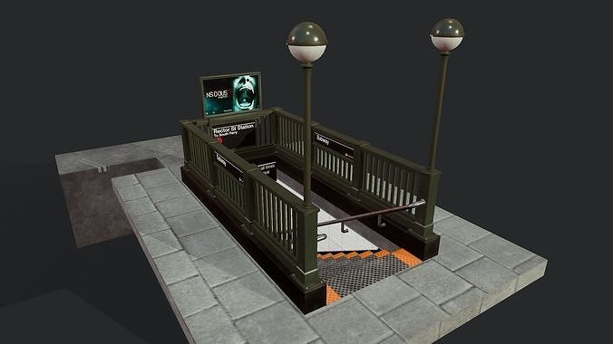 Subway Entrance  - Tutorial Included Low-poly 3D model