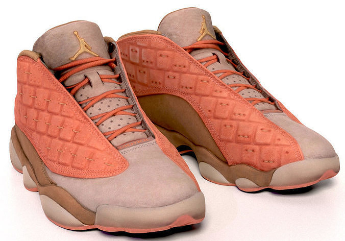 Scanned Nike air jordan 13 x clot low basketball shoes Low-poly 3D model