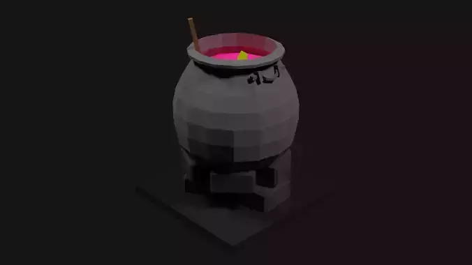 Lowpoly Cauldron Low-poly 3D model