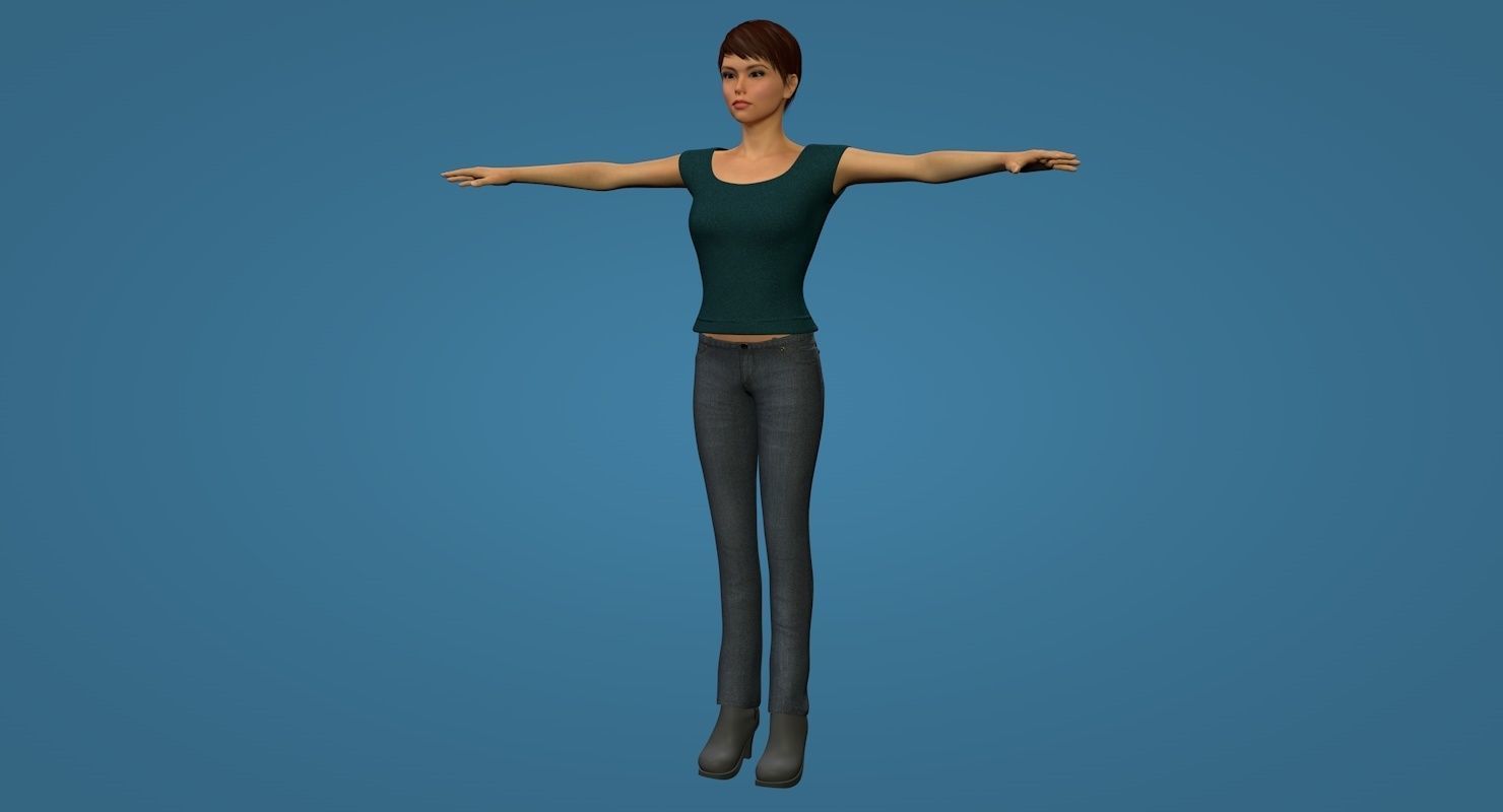 Female Character Rigged 3D model_1