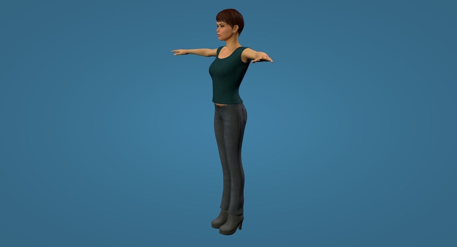 Female Character Rigged 3D model_3