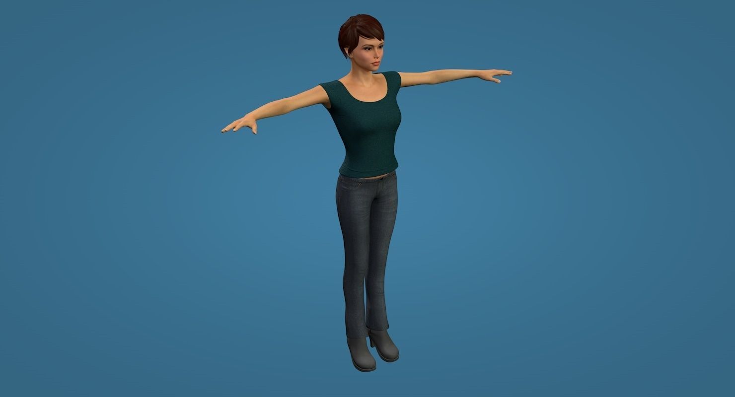 Female Character Rigged 3D model_2
