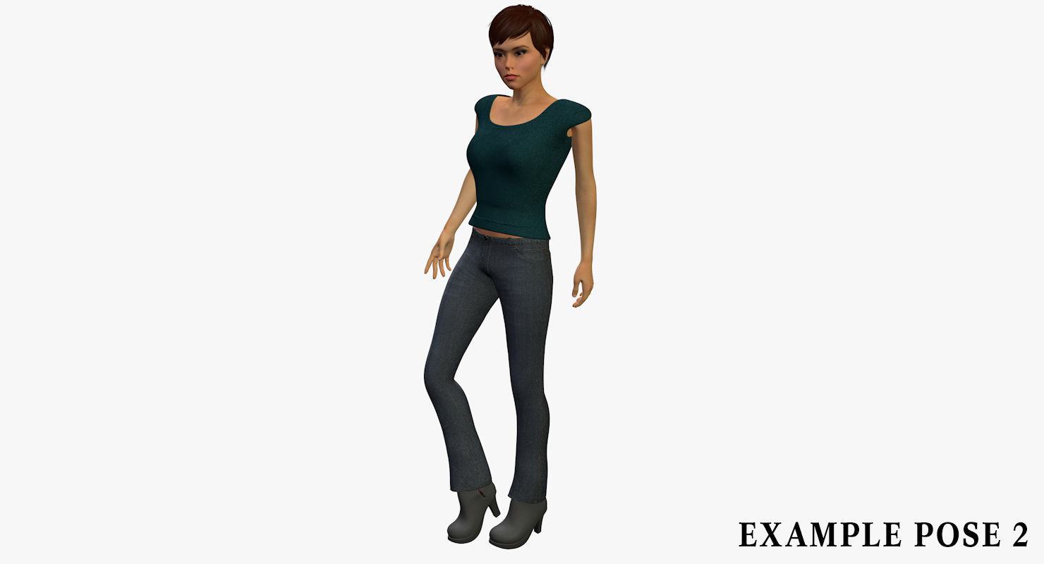 Female Character Rigged 3D model_9