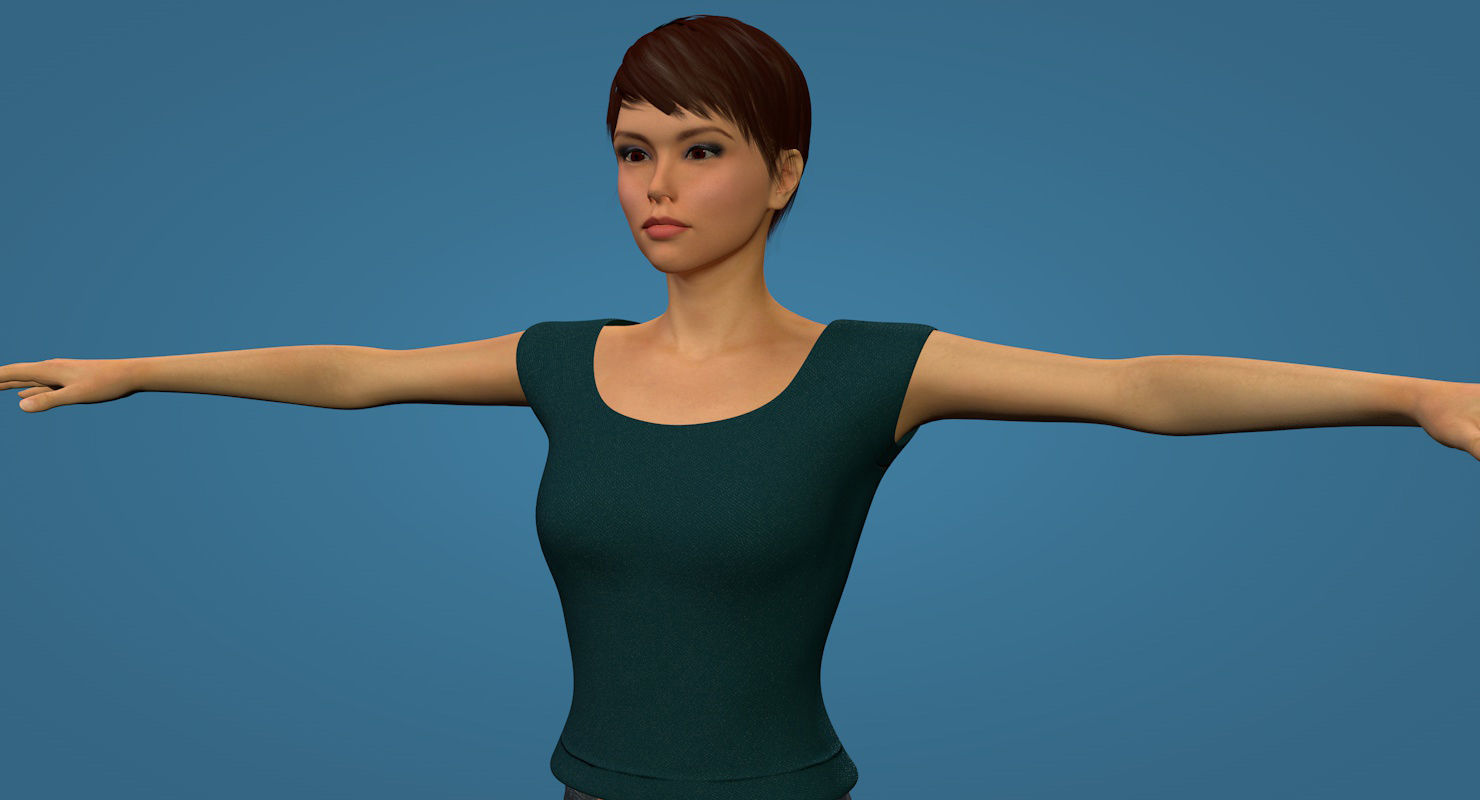 Female Character Rigged 3D model_5