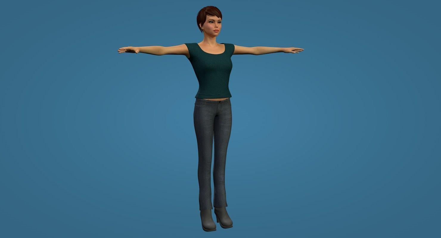 Female Character Rigged 3D model_6
