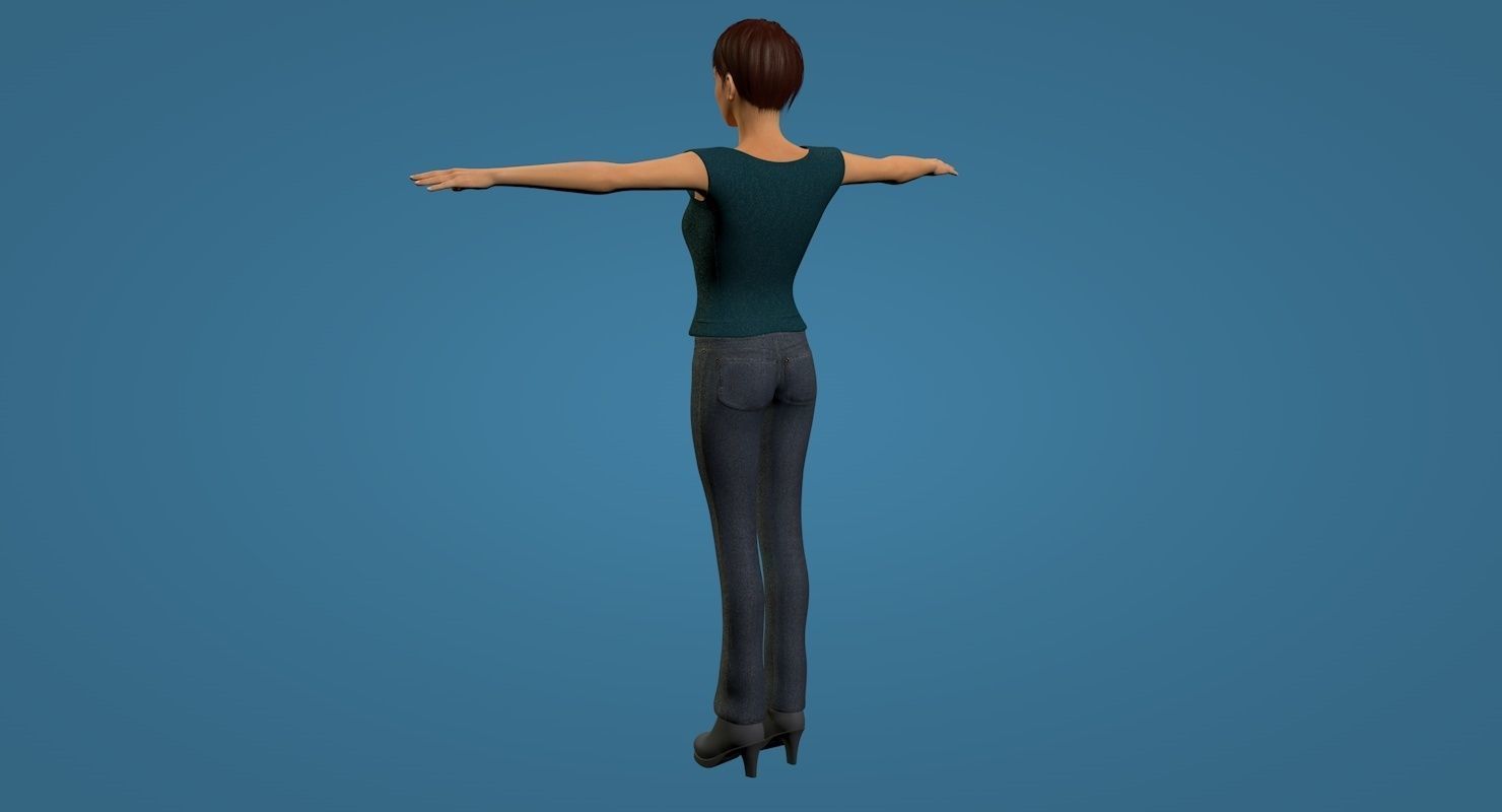 Female Character Rigged 3D model_4