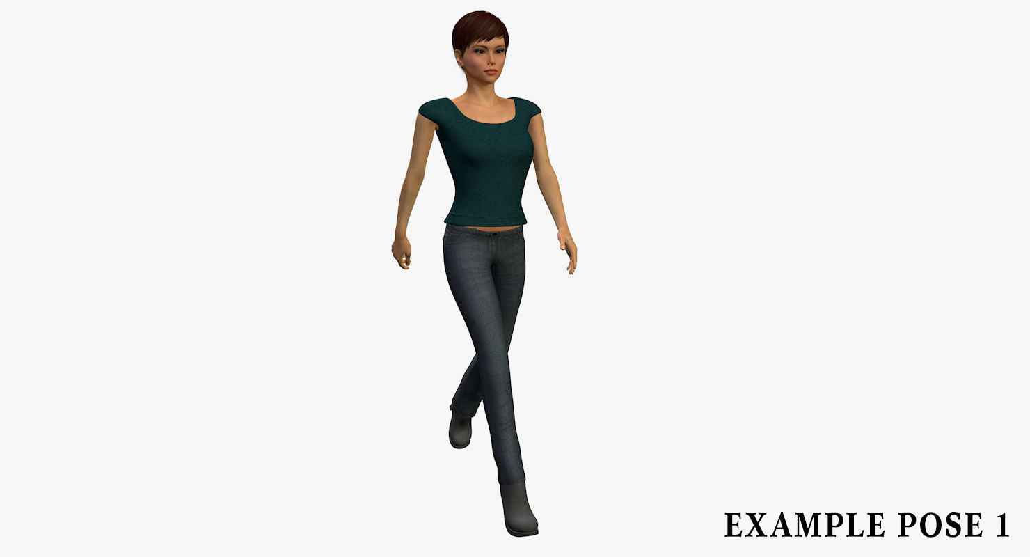 Female Character Rigged 3D model_8