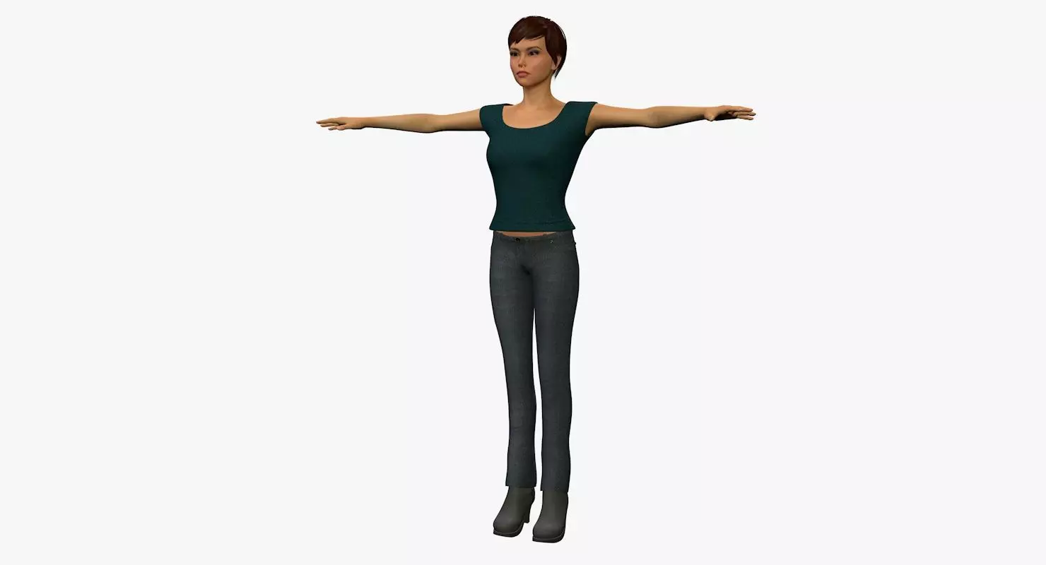 Female Character Rigged 3D model_0