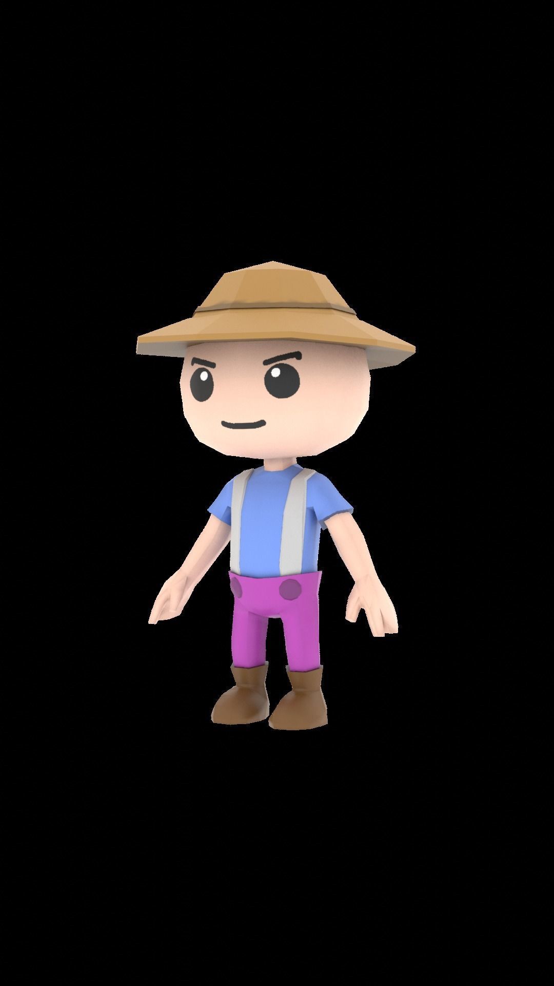 Assets Stickman character 3D Lowpoly Game Mobile Low-poly 3D model_11