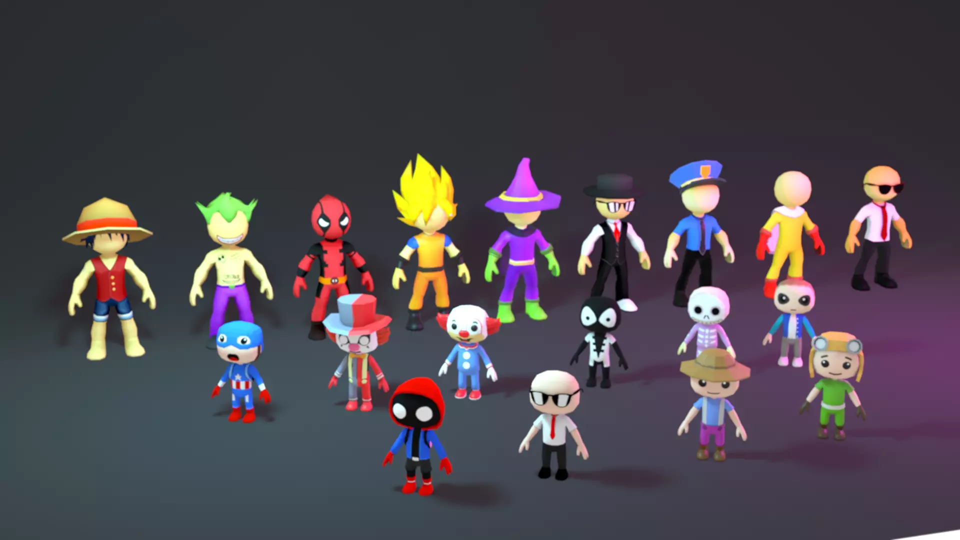 Assets Stickman character 3D Lowpoly Game Mobile Low-poly 3D model_0
