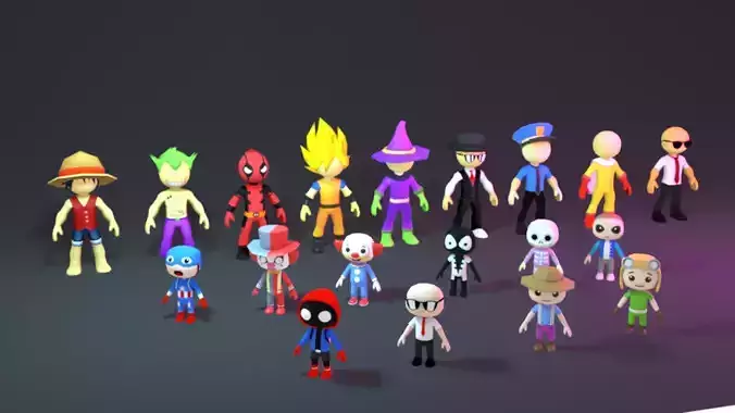 Assets Stickman character 3D Lowpoly Game Mobile Low-poly 3D model