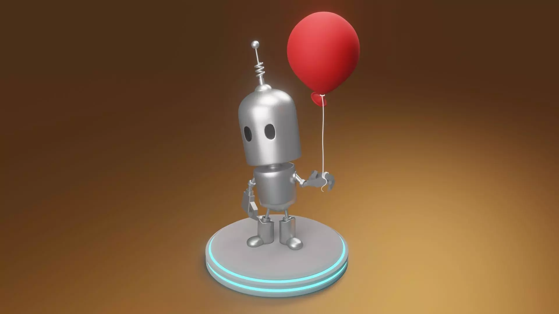 Robot holding balloon Low-poly 3D model