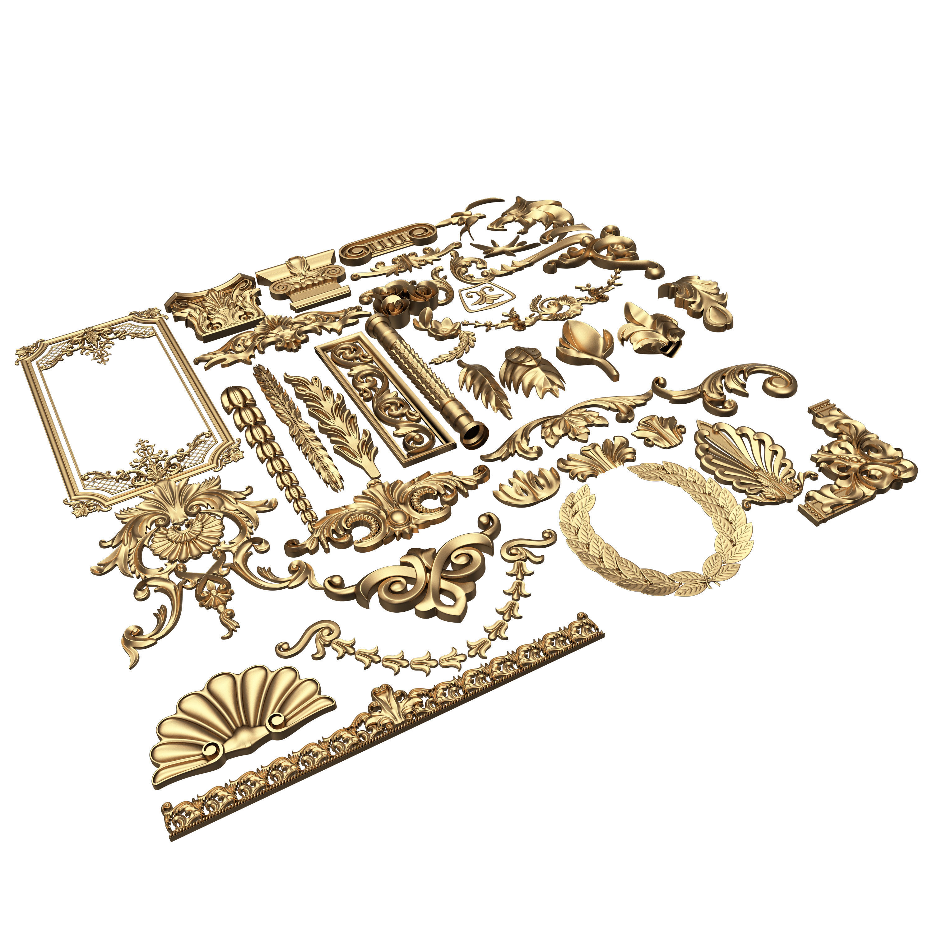 Collection of 40 Classic Carvings 01 Low-poly 3D model_5