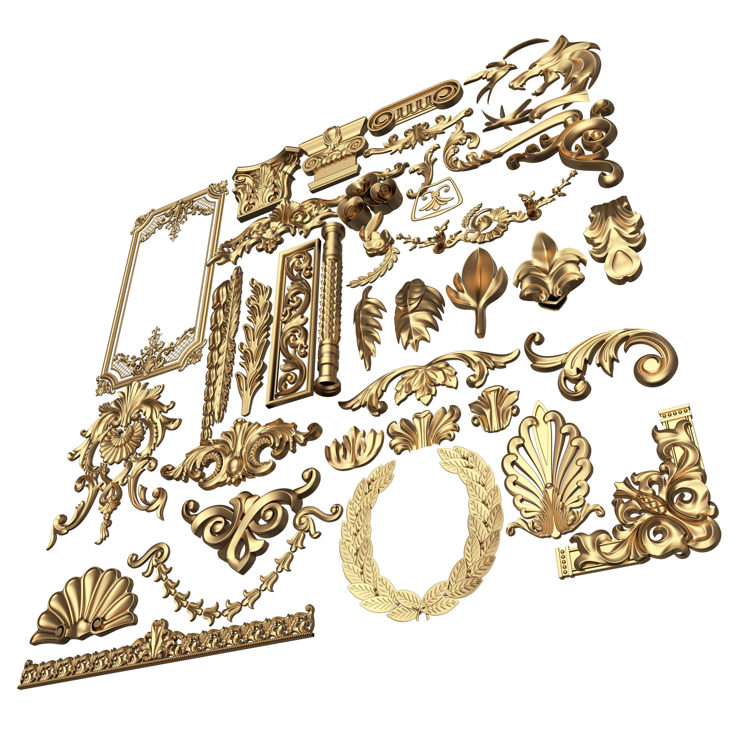 Collection of 40 Classic Carvings 01 Low-poly 3D model_4