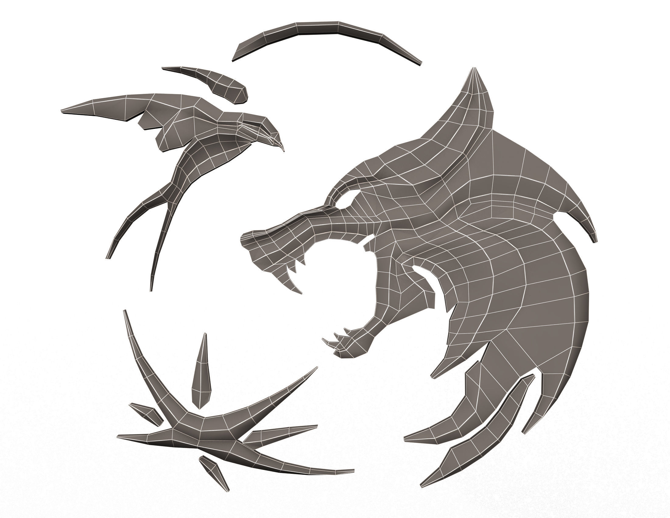 Collection of 40 Classic Carvings 01 Low-poly 3D model_144