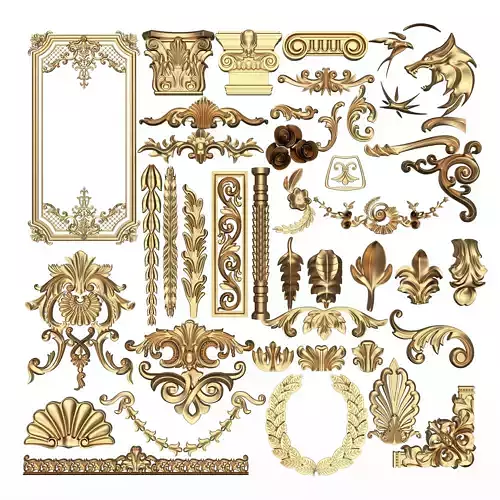 Collection of 40 Classic Carvings 01 Low-poly 3D model