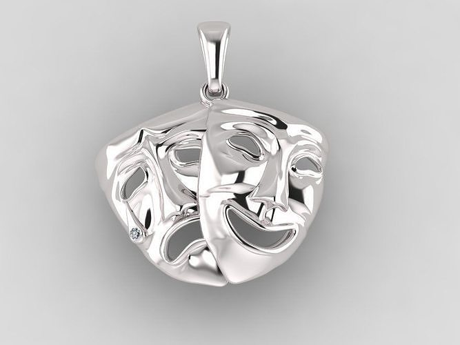 Theatrical mask pendant 3D print model