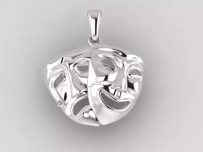 Theatrical mask pendant 3D print model