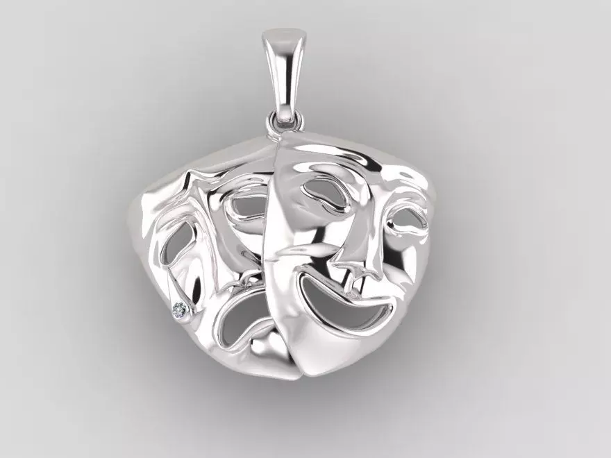 Theatrical mask pendant 3D print model_0