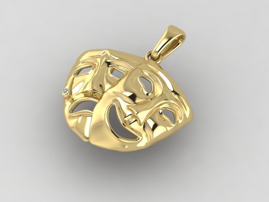 Theatrical mask pendant 3D print model_1