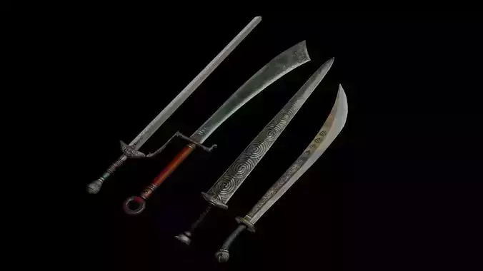 Lowpoly Swords three chinese