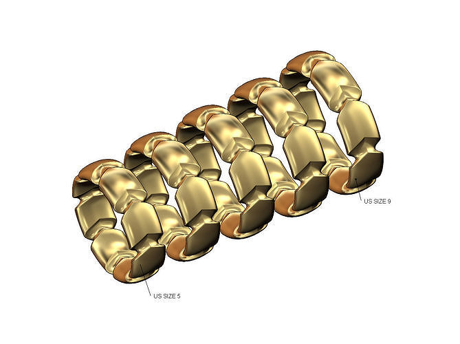 Wide organic shape motif band US sizes 5to9 3D print model