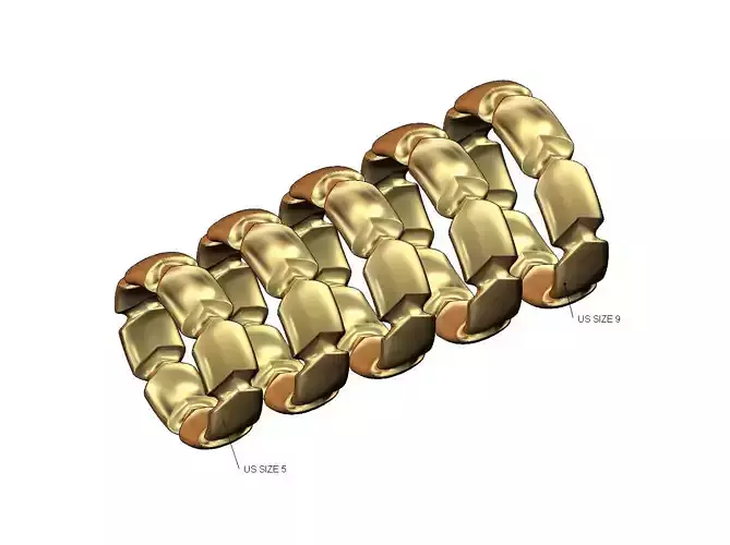 Wide organic shape motif band US sizes 5to9 3D print model