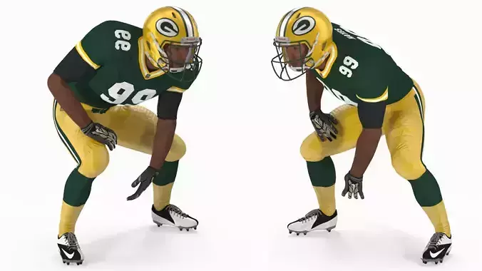 Green Bay Packers American Football Player Crouching Fur