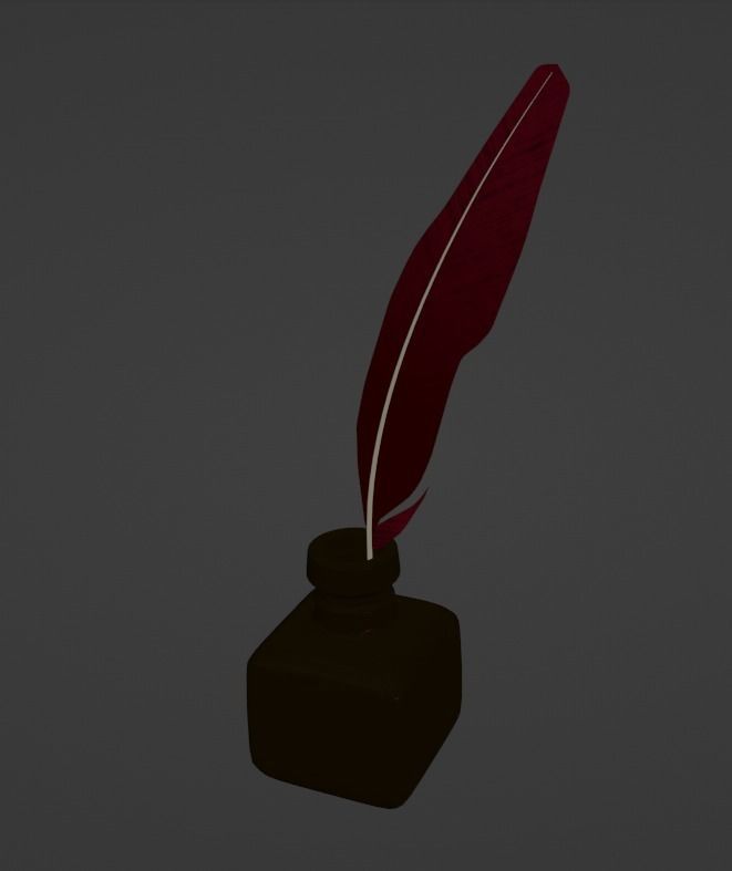 Calligrapher pen and feather quill Low-poly 3D model_1