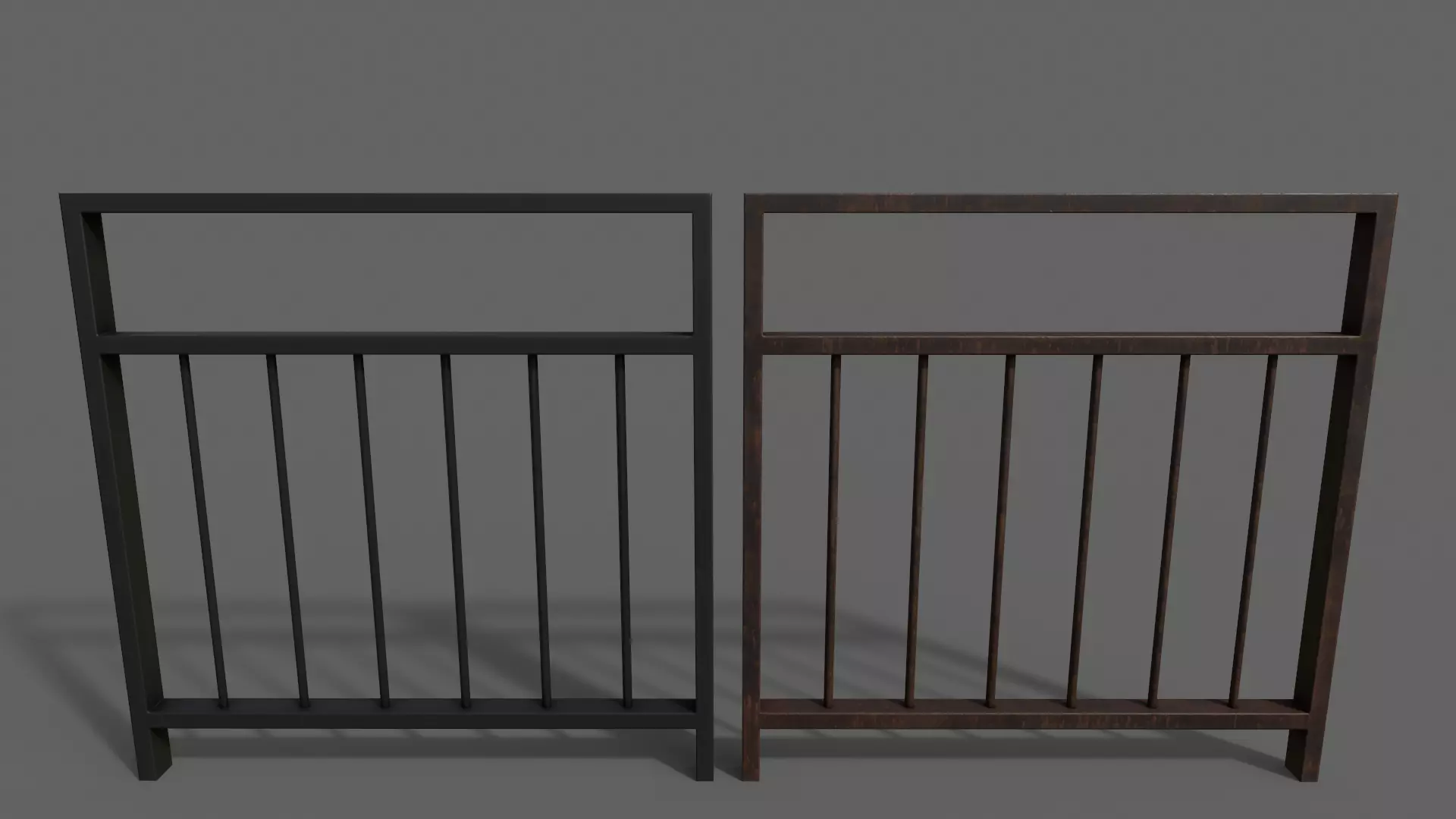 PBR Pedestrian Guard Rail Black V4 Low-poly 3D model