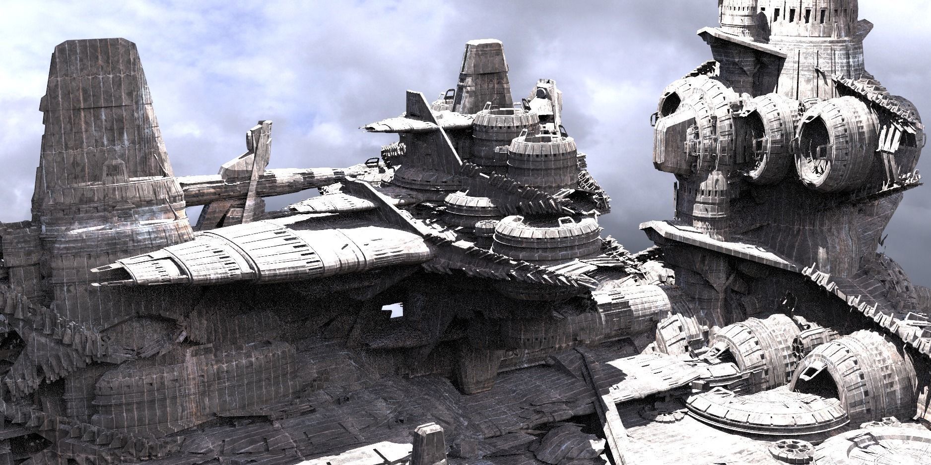 Mayan Future Temples Ships 3D model_1