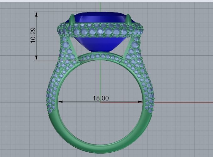 ring with stones 3D print model_4