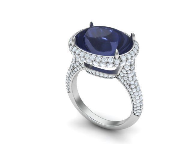 ring with stones 3D print model_1