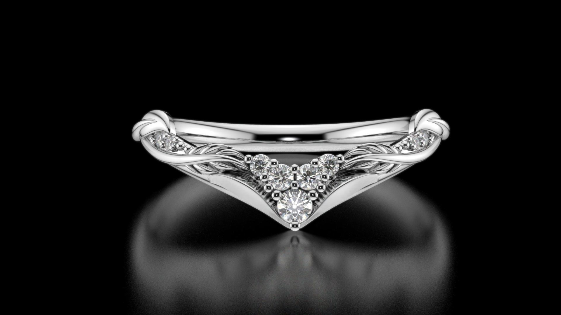 V- diamonds ring 3D print model_25