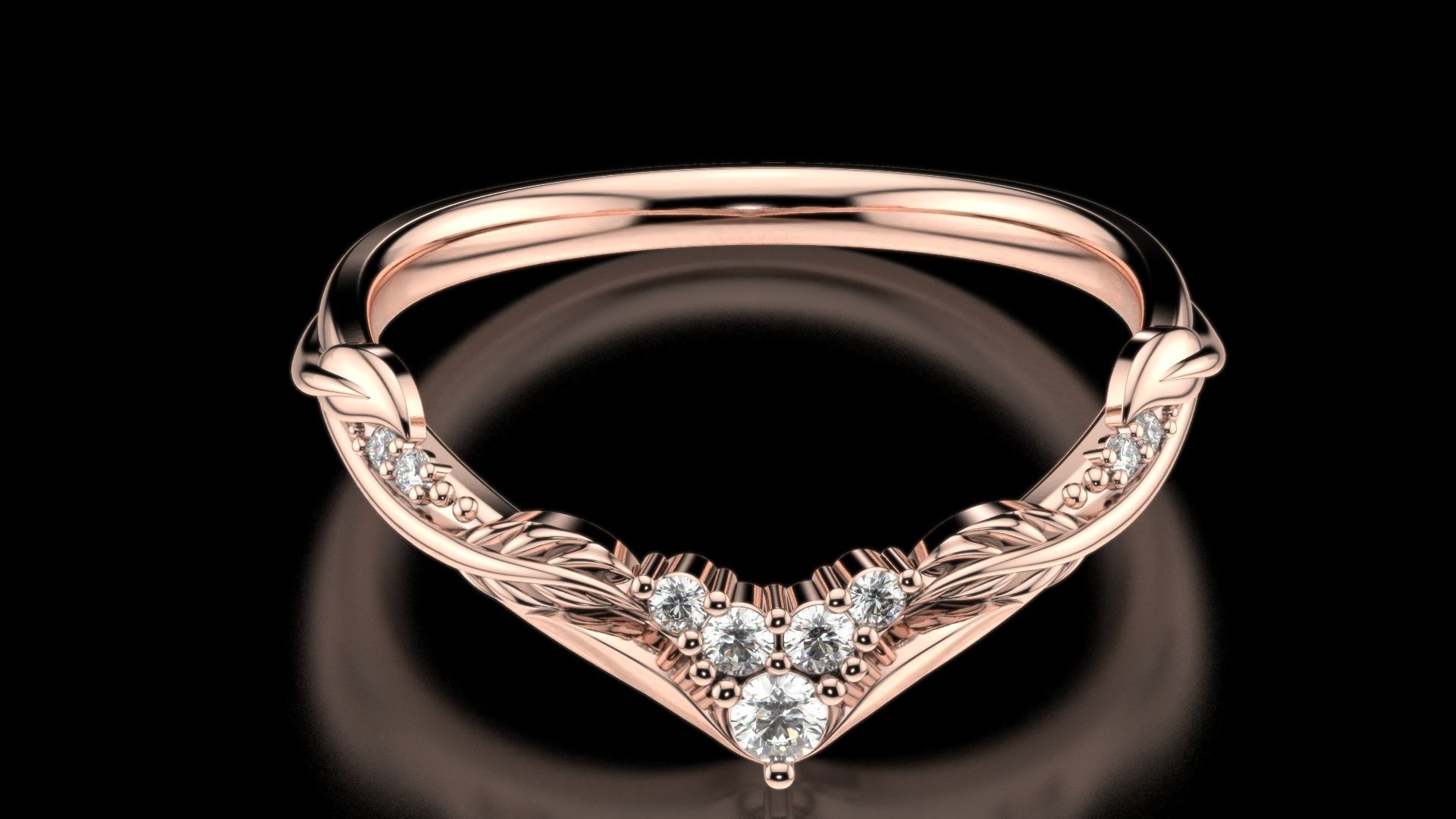 V- diamonds ring 3D print model_5