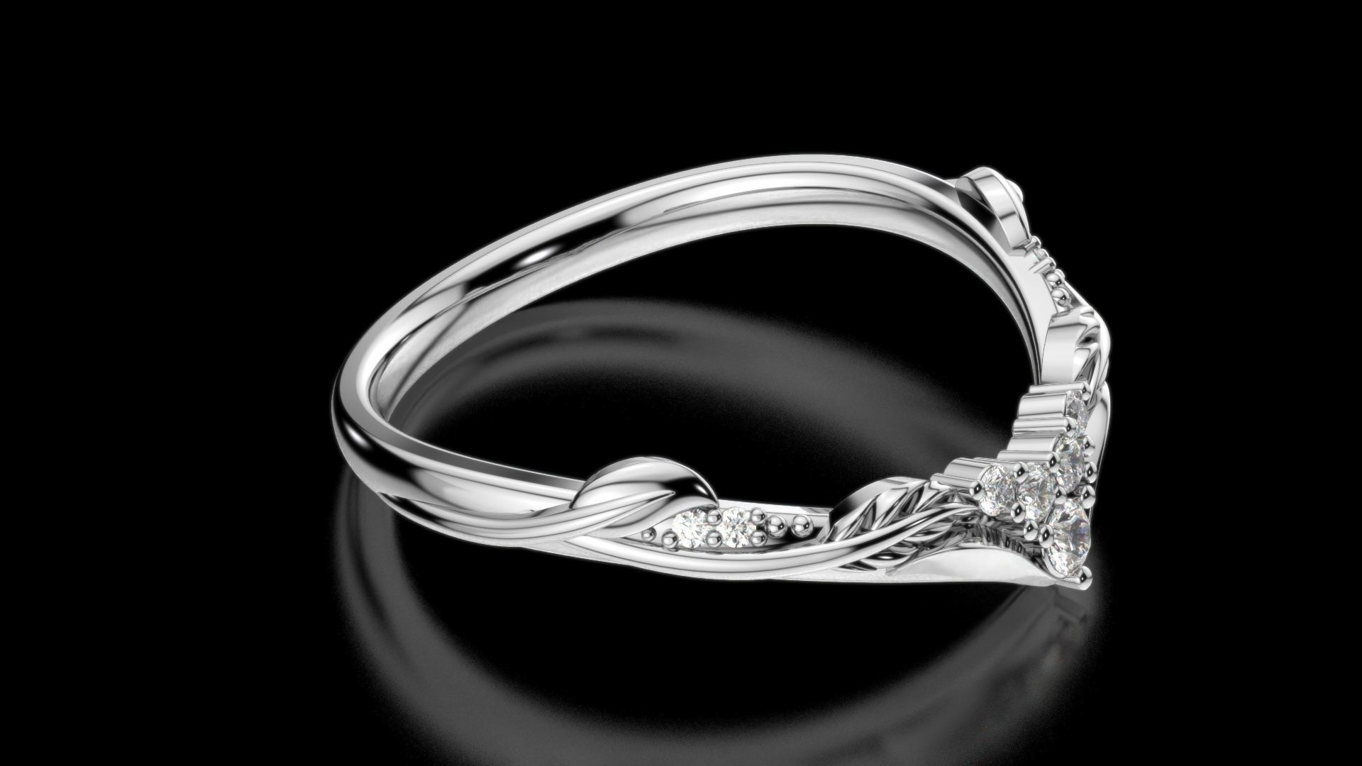 V- diamonds ring 3D print model_9