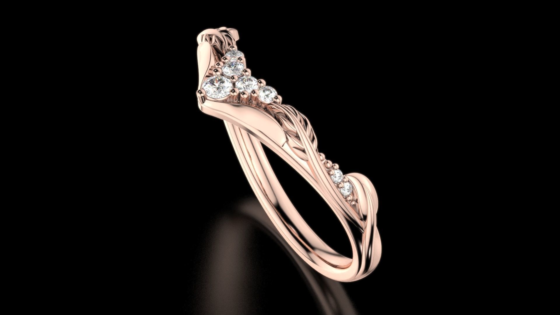 V- diamonds ring 3D print model_10