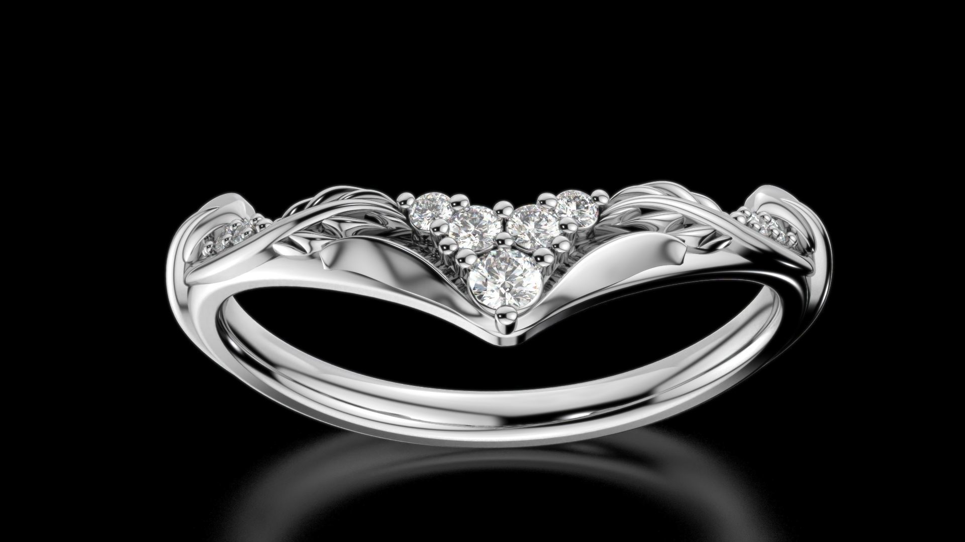 V- diamonds ring 3D print model_13