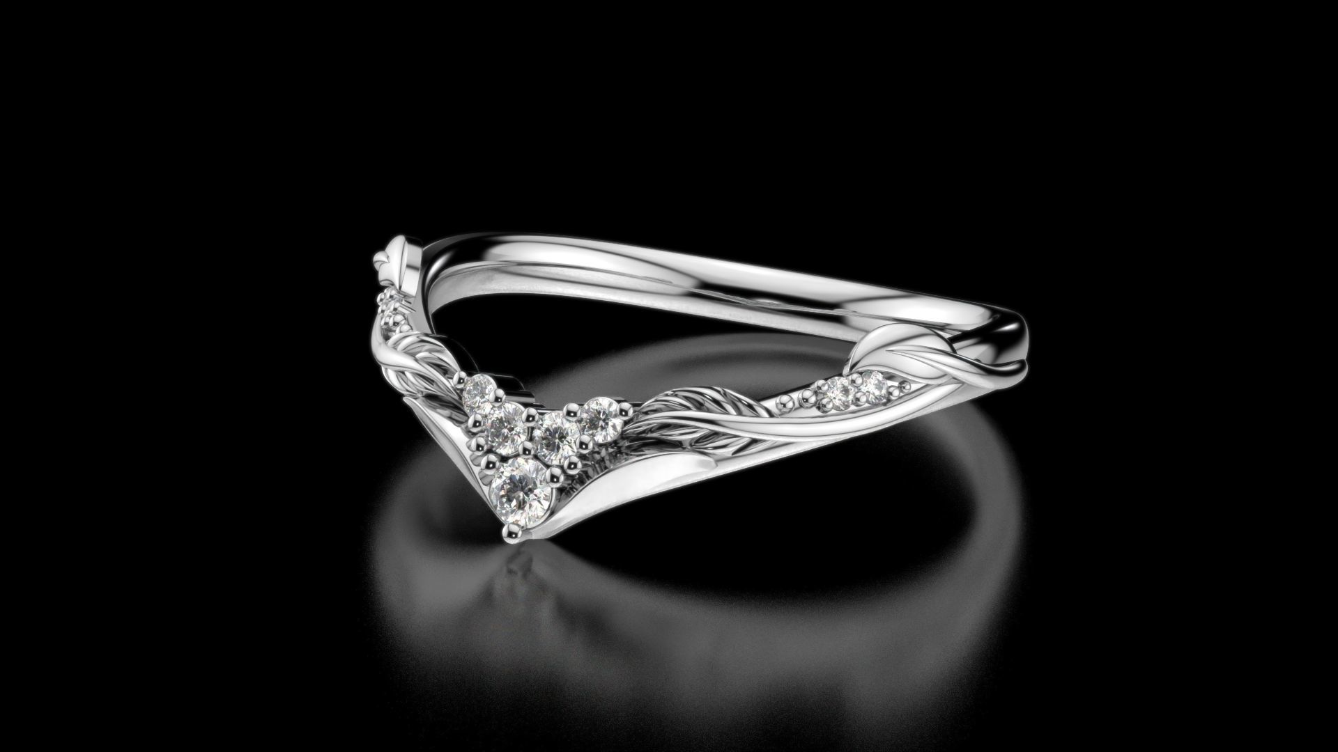 V- diamonds ring 3D print model_1