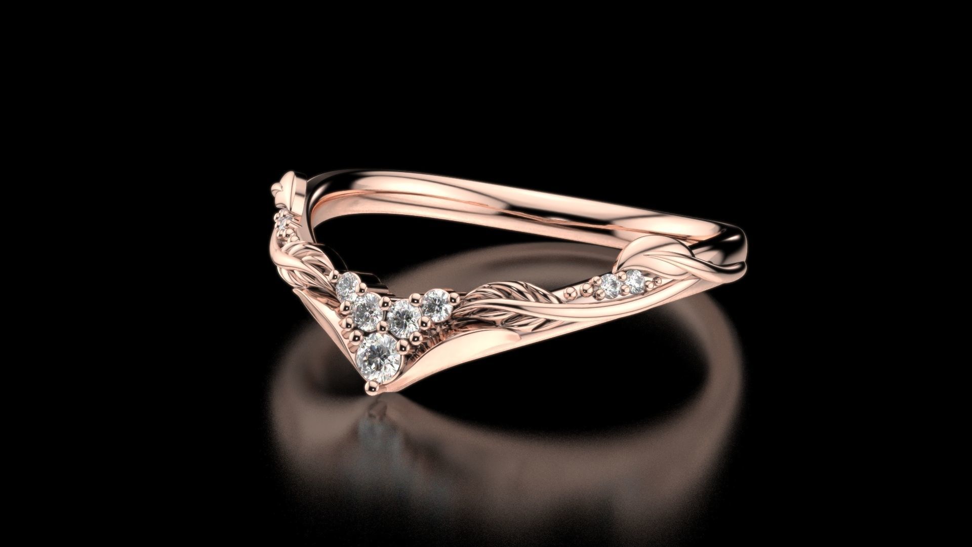 V- diamonds ring 3D print model_11