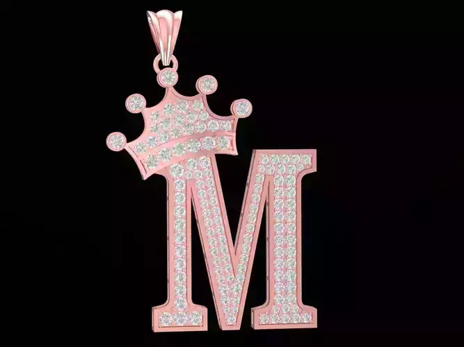 luxury  diamond crown letter M pendant 3179