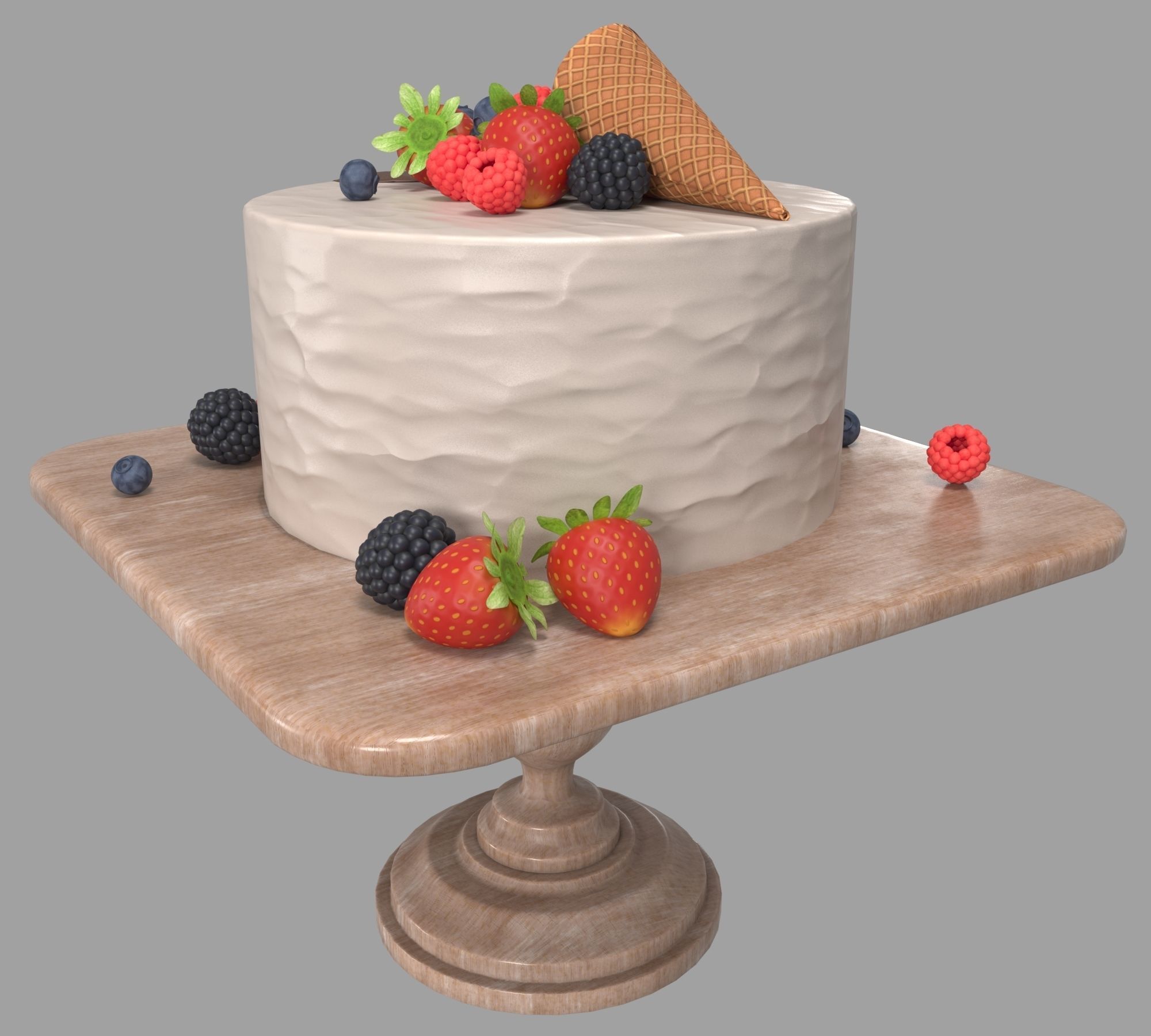  Cake with berries 3D model_5