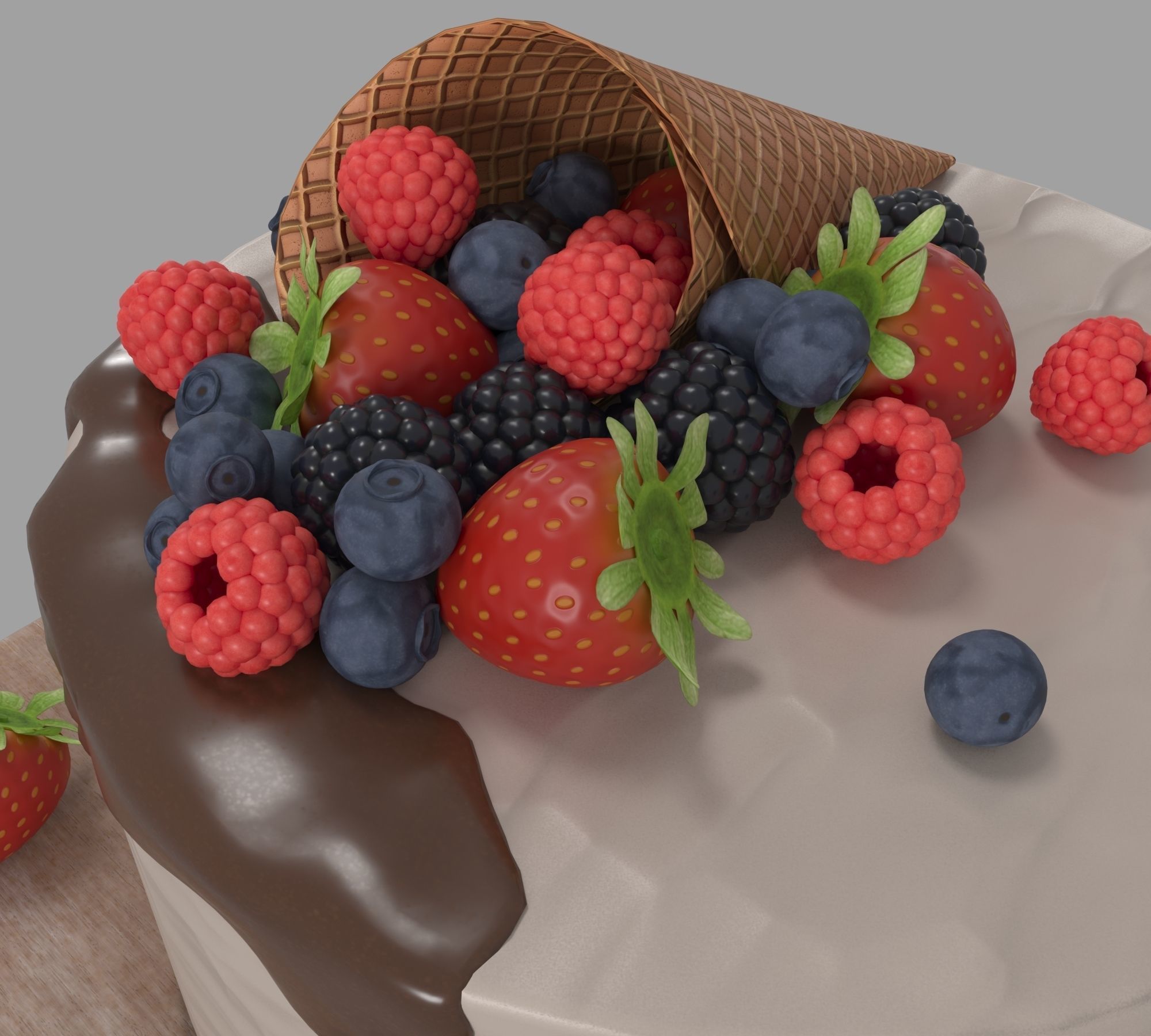  Cake with berries 3D model_2