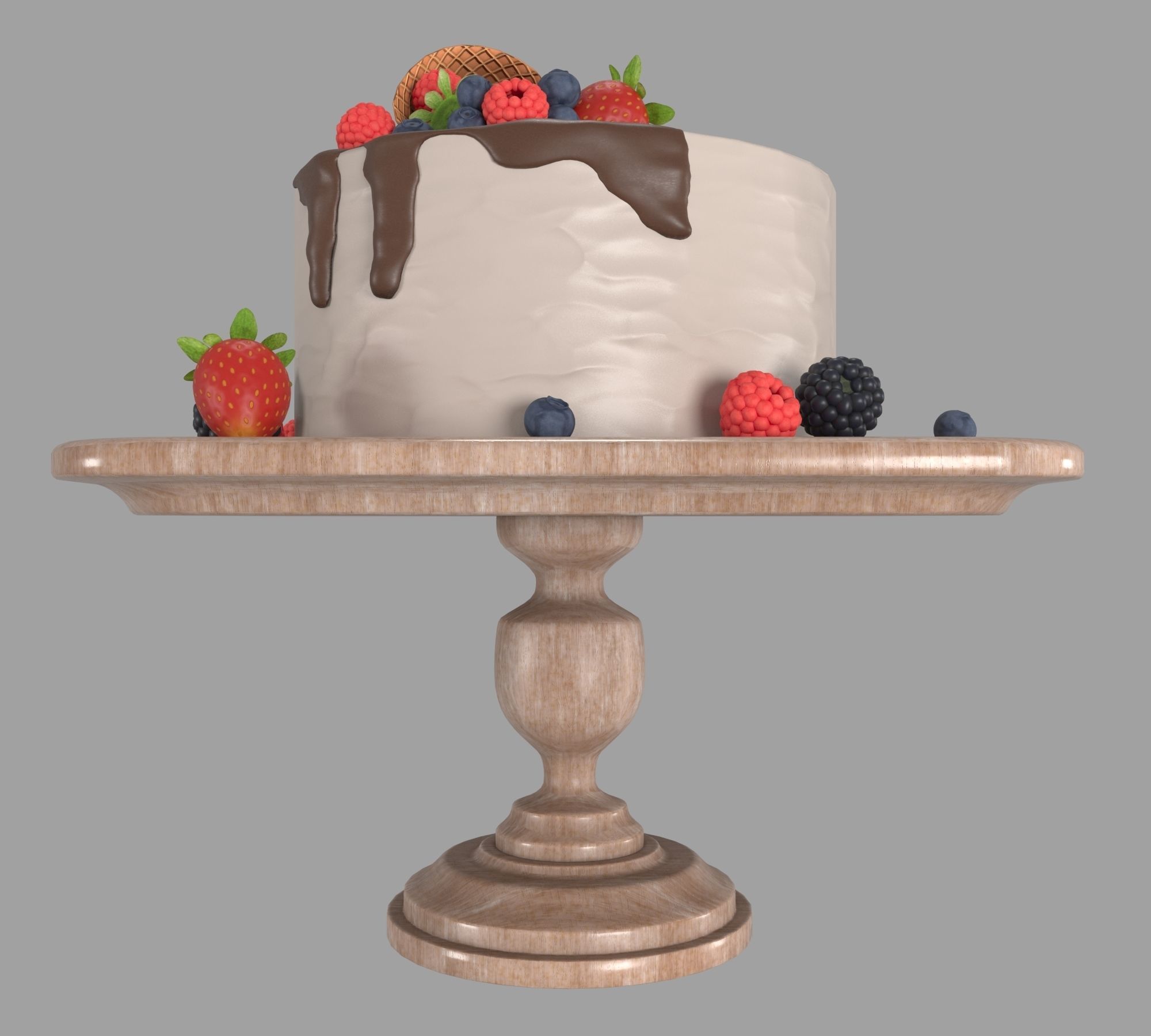  Cake with berries 3D model_4
