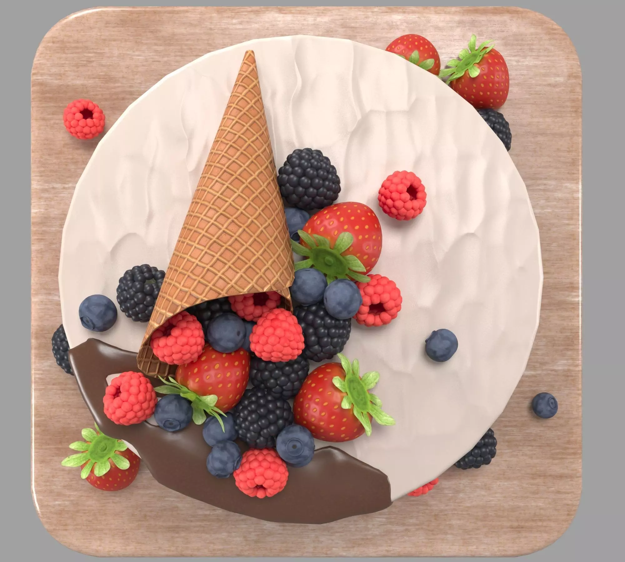  Cake with berries 3D model_0