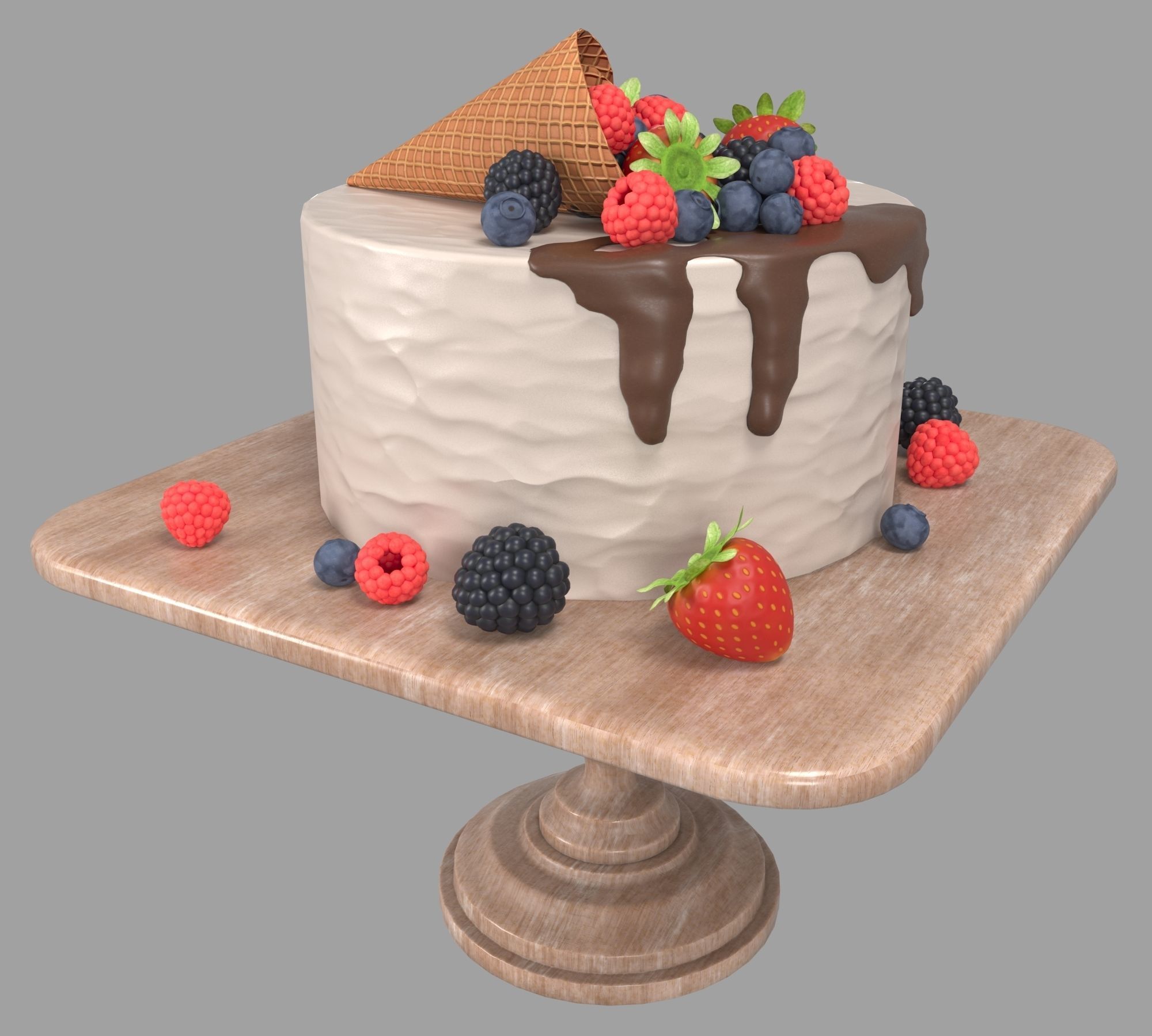  Cake with berries 3D model_3