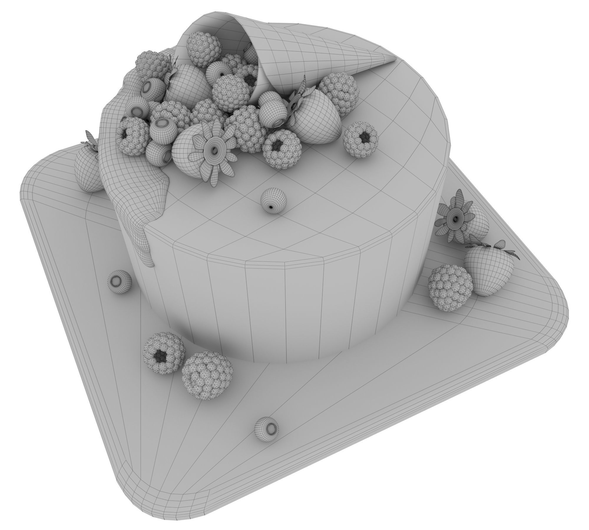  Cake with berries 3D model_6