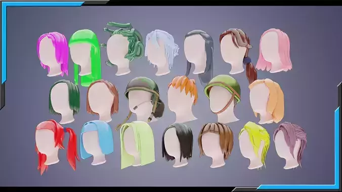 Base Stylized Haircuts 101-120 Low-poly 3D model